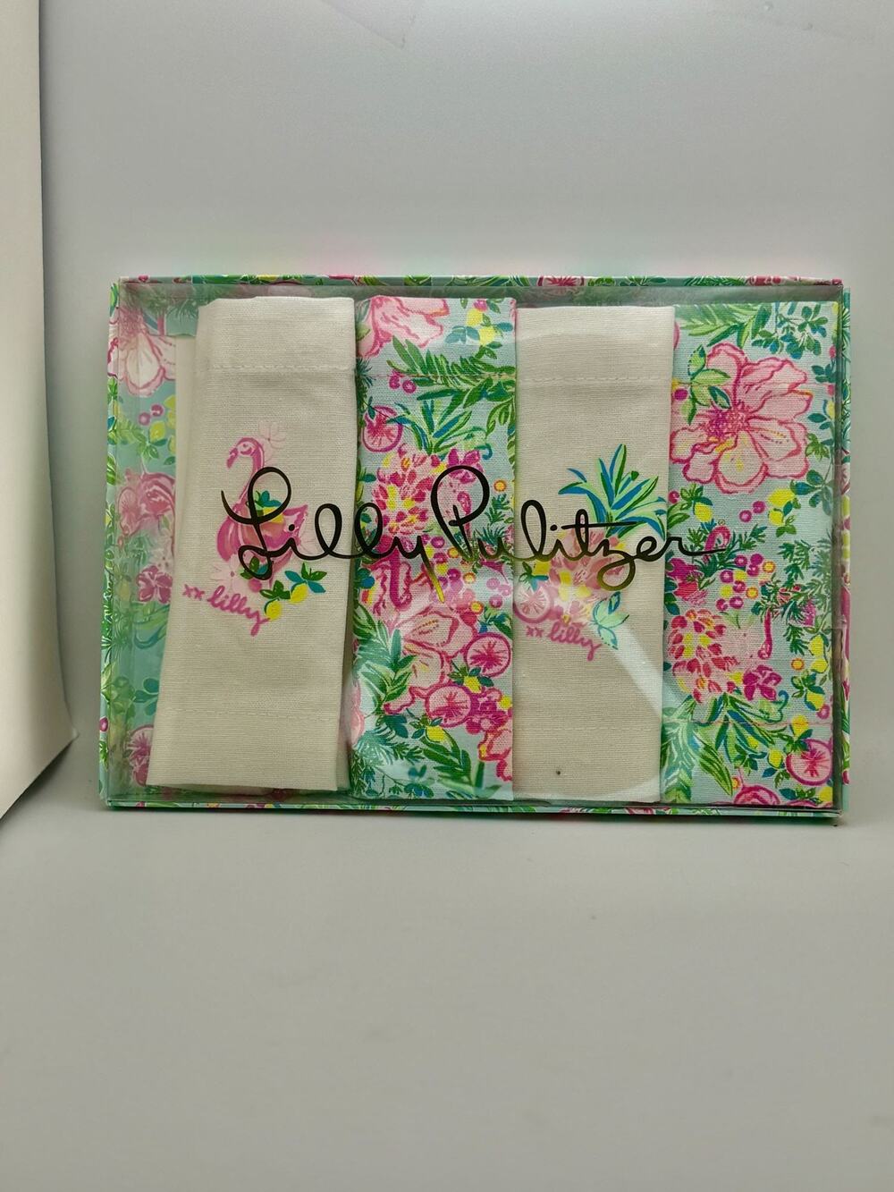 Lilly Pulitzer Flamingo & Floral Print Napkin Set In Box